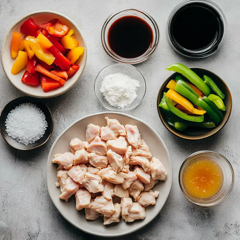 Ingredients for air fry sweet and sour chicken recipe