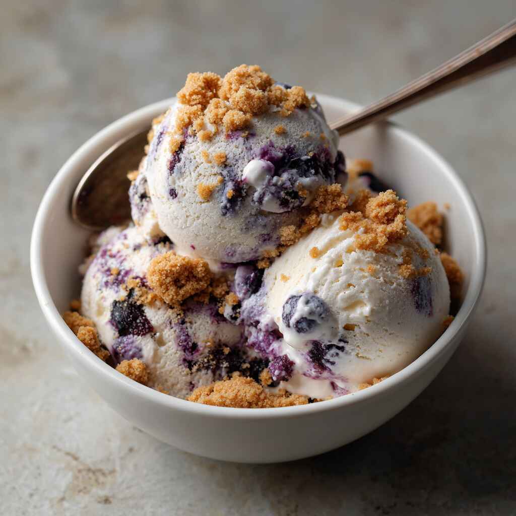 bowl of blueberry muffin ice cream