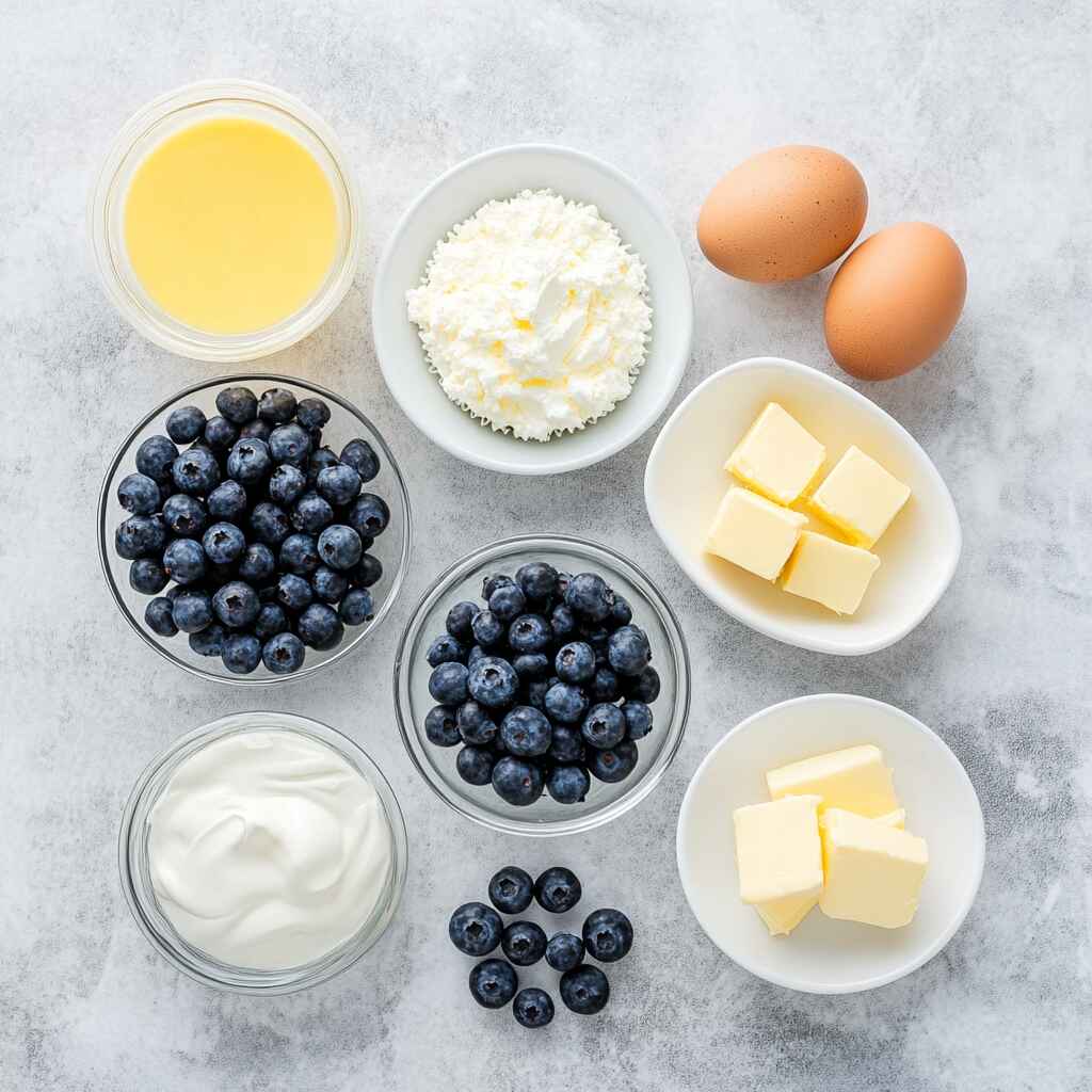 ingredients for blueberry muffins with cake mix