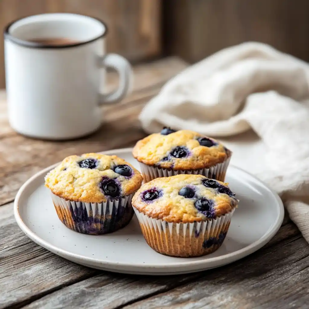 blueberry protein muffin breakfast plate