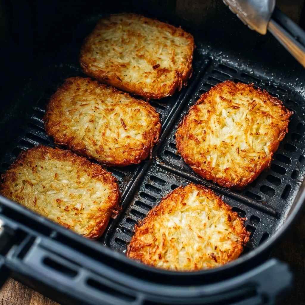 Flipping hash brown patties in air fryer