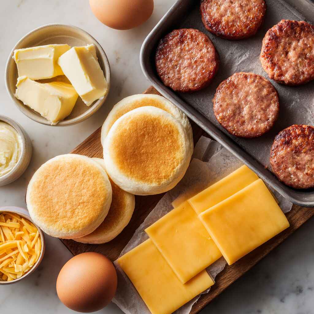 Ingredients for frozen breakfast sandwich in the air fryer