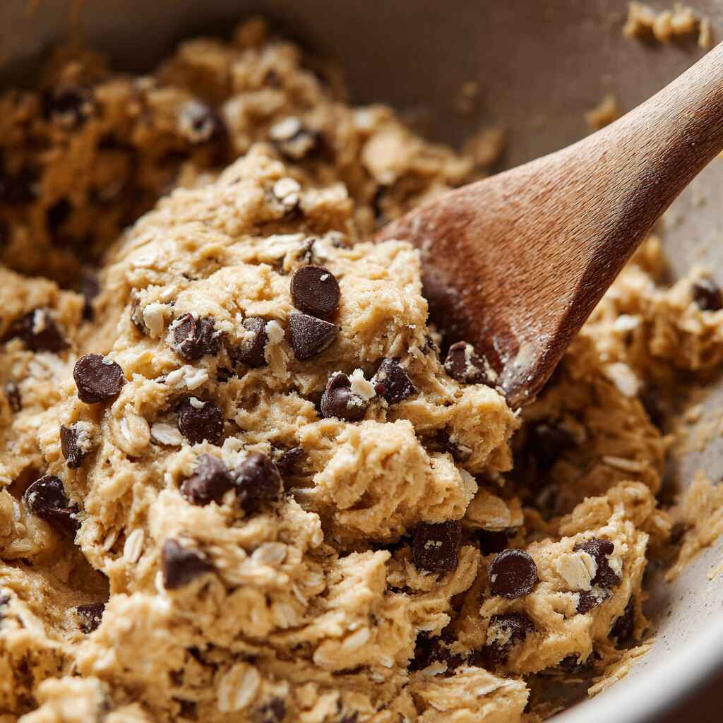 cookie dough for high protein oat cookies being mixed