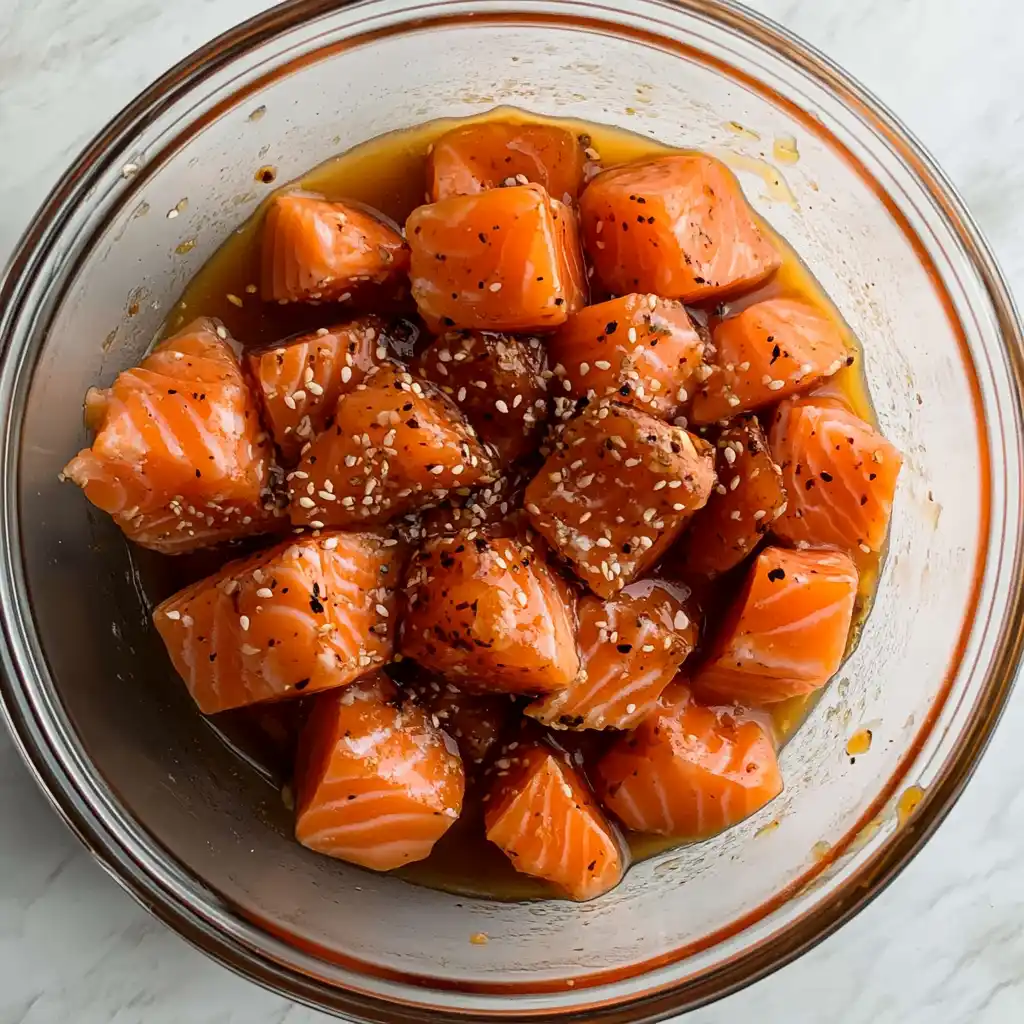 marinated salmon for air fryer teriyaki bites