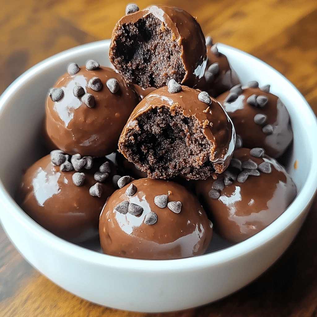 No bake cottage cheese brownie batter protein bites arranged on parchment paper
