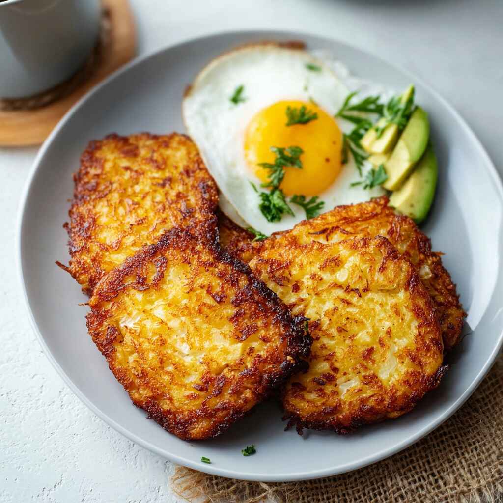 Air fryer hash brown patties breakfast plate