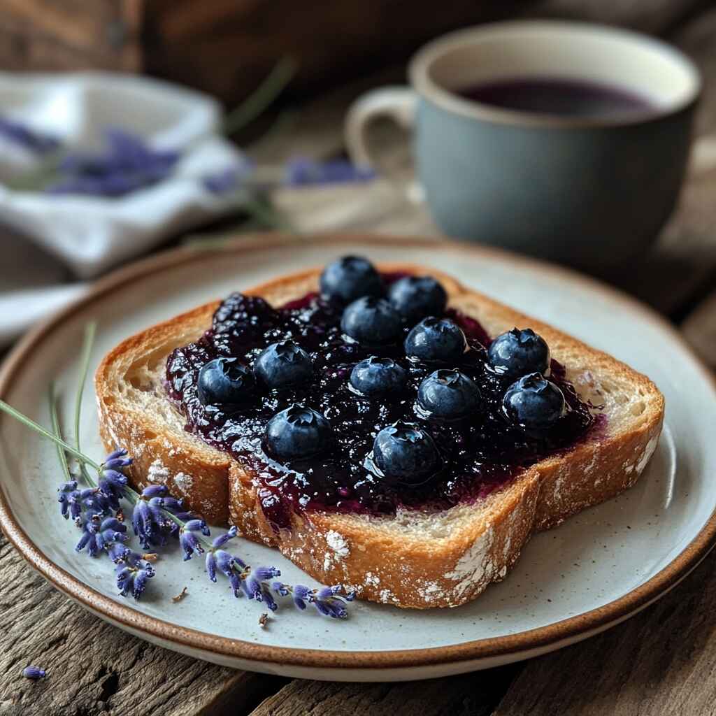 toast with blueberry and lavender jam