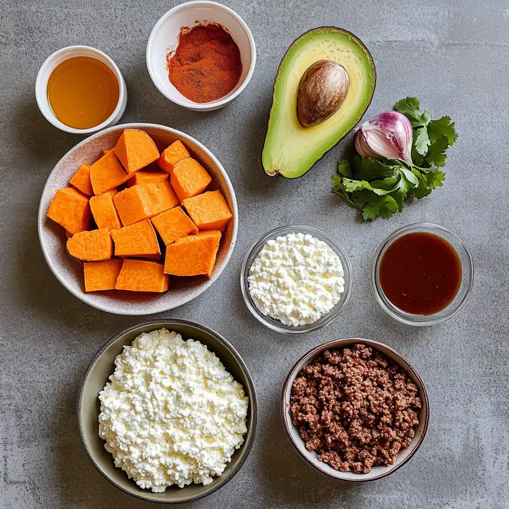 taco bowl ingredients sweet potatoes beef cottage cheese