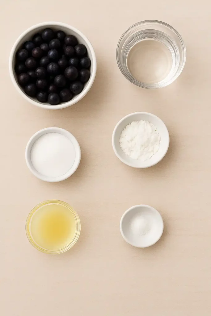 ingredients for blueberry sauce including blueberries