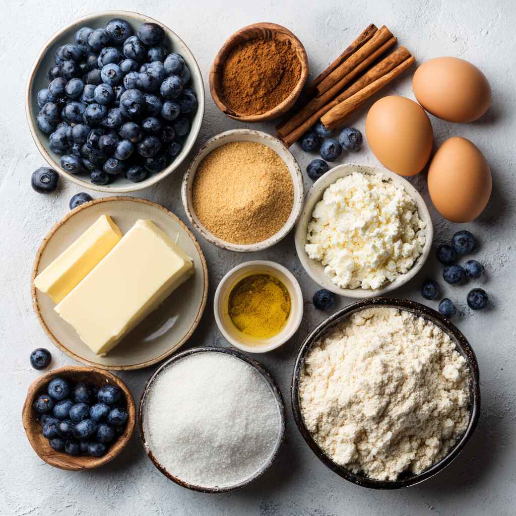Ingredients for Sherry's Blueberry Cream Cheese Crumb Cake