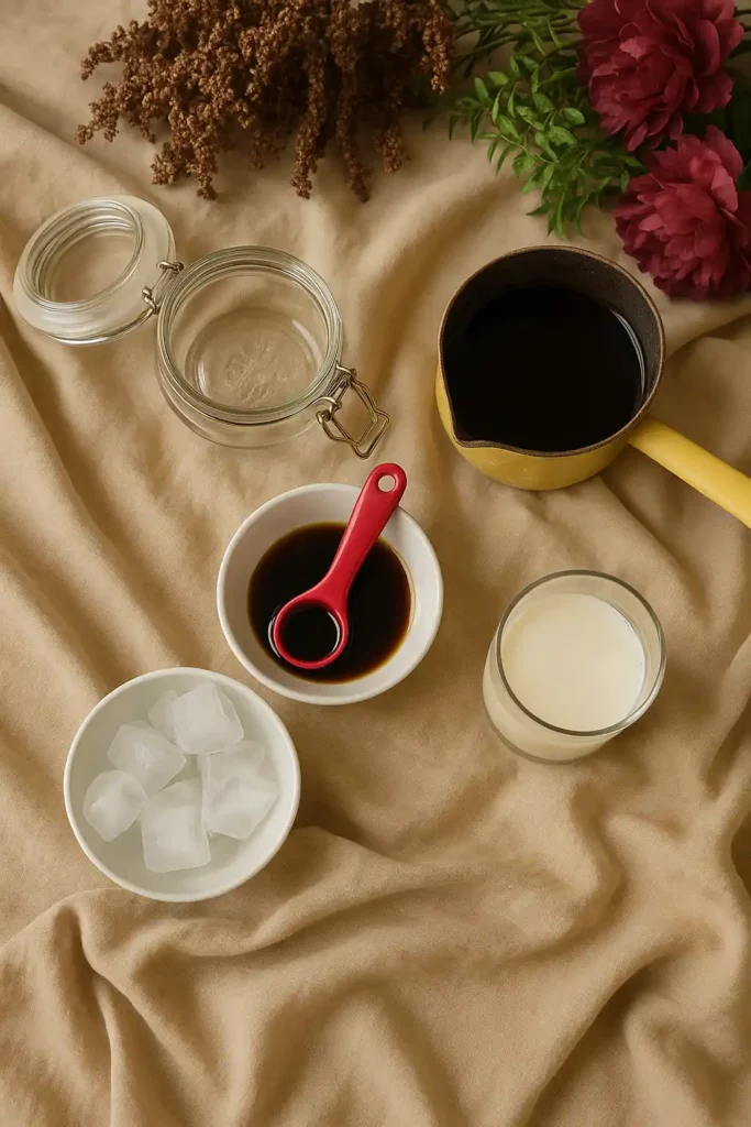 ingredients for homemade cold brew latte