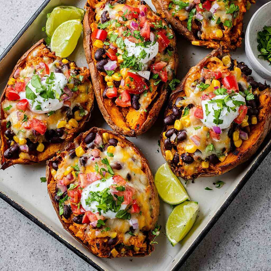 enchilada stuffed sweet potatoes in oven