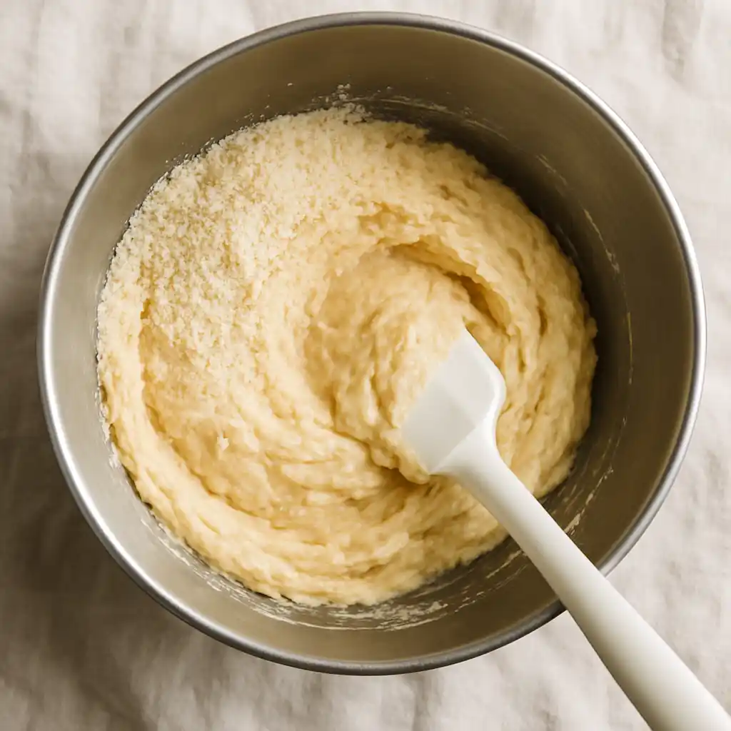 Mixing almond flour biscuit dough with protein