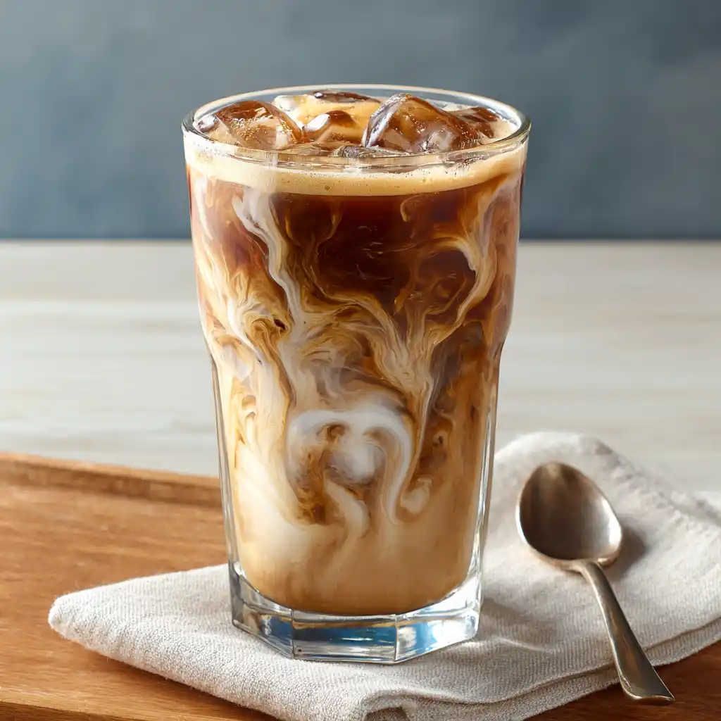 served cold brew latte with ice and milk