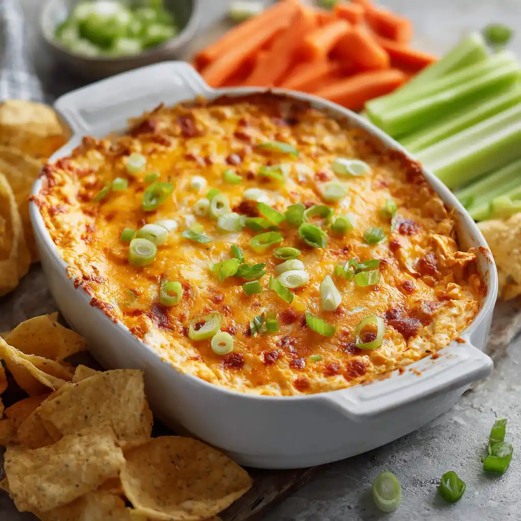 Served high protein buffalo chicken dip with dippers