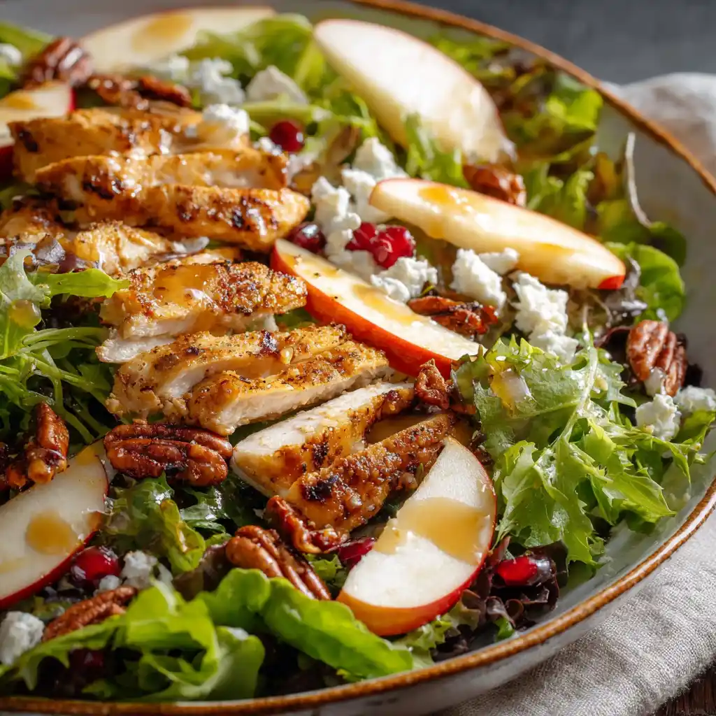 Crispy chicken and apple salad high-protein dinner