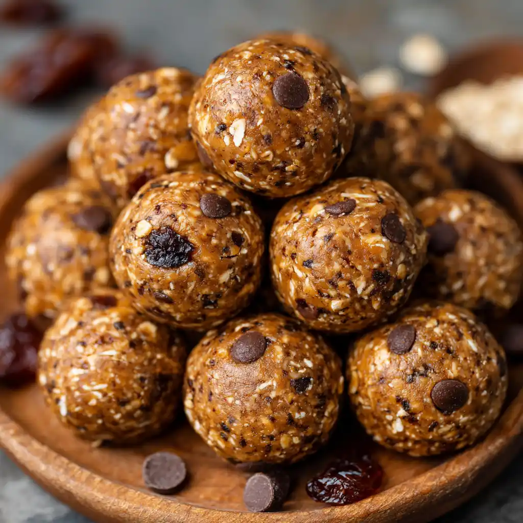 Easy Energy Bombs on a rustic ceramic plate