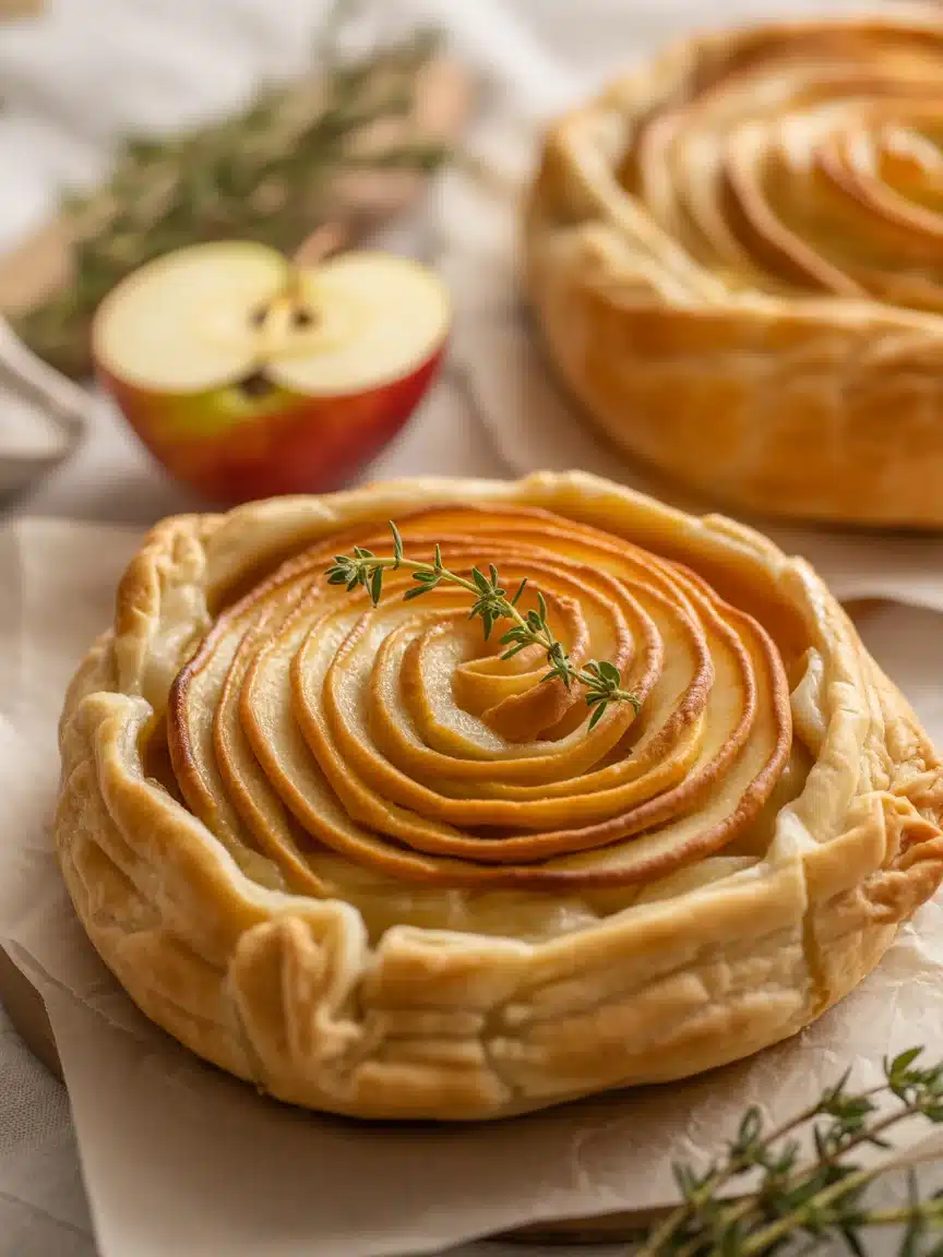 Golden Baked Brie with Caramelized Apples and Thyme