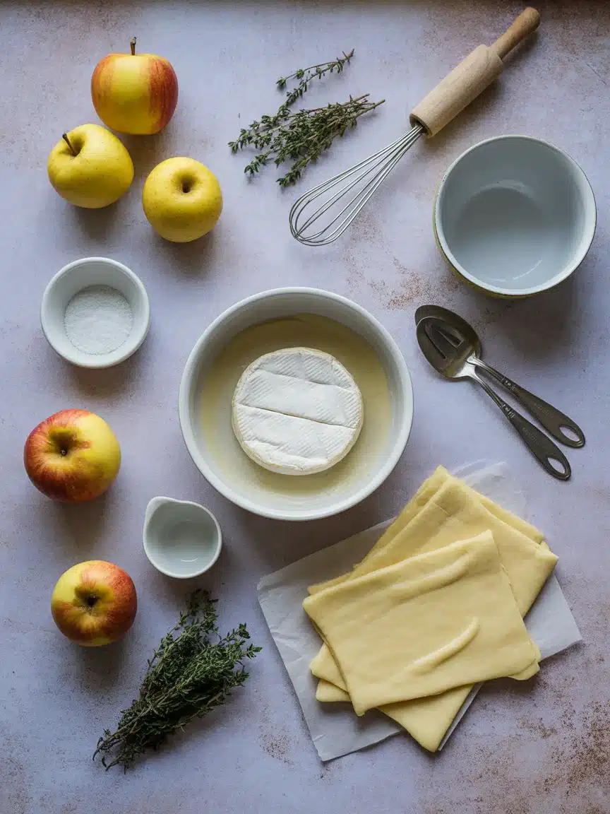 Golden Baked Brie with Caramelized Apples and Thyme