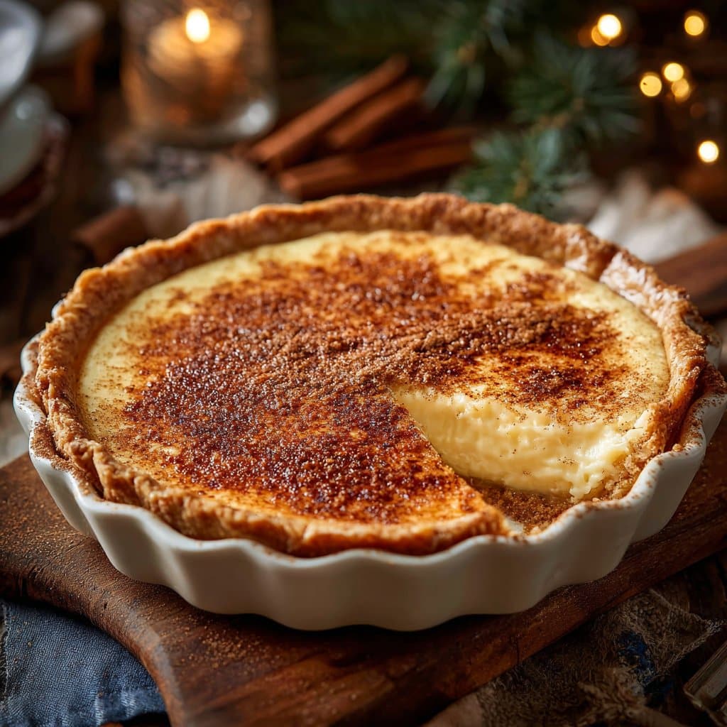 Christmas Eve Cinnamon-Vanilla Custard Pie – Creamy Holiday Dessert Magic