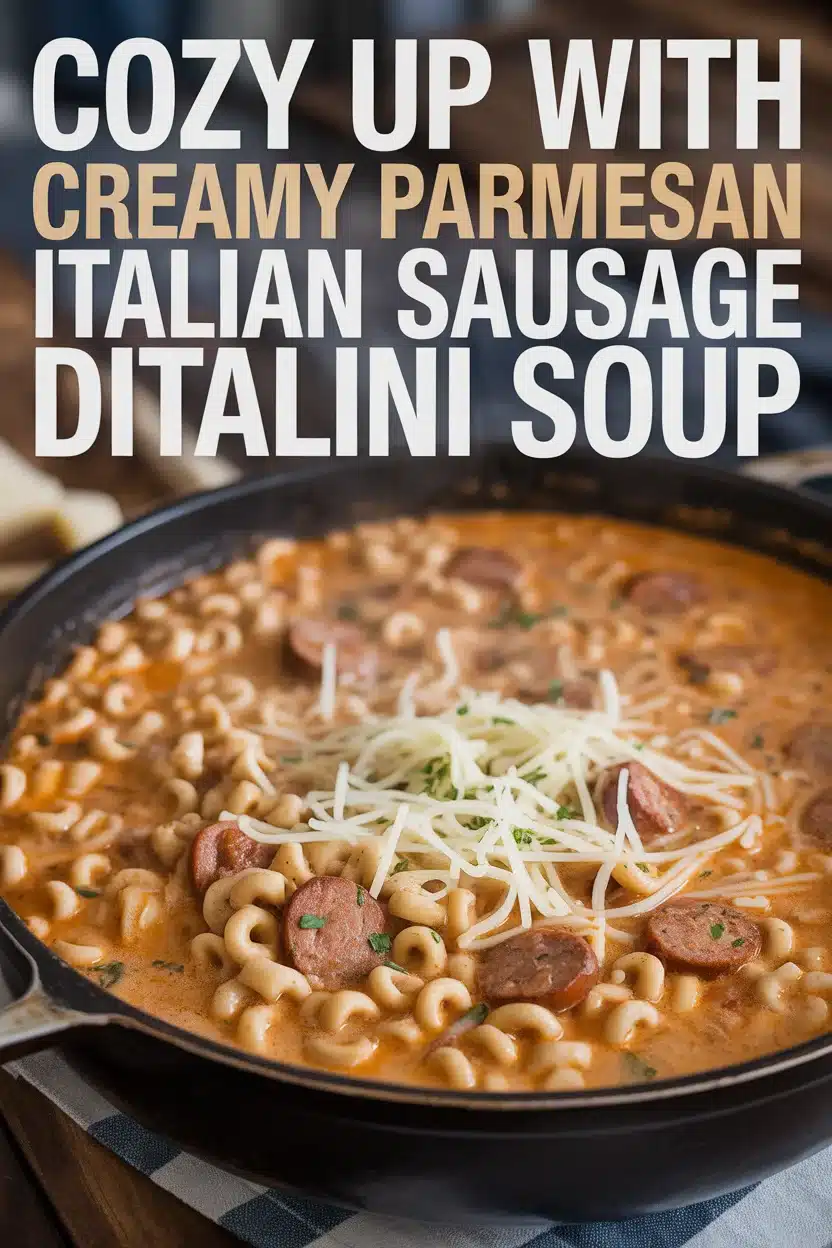 Creamy Parmesan Italian Sausage Ditalini Soup