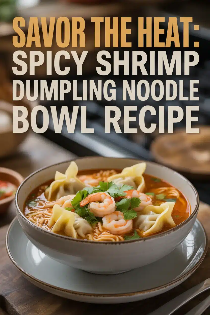 Spicy shrimp dumpling noodle bowl