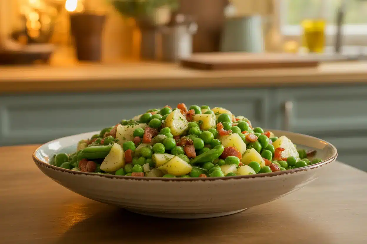 Thanksgiving Peas with Pear & Pancetta