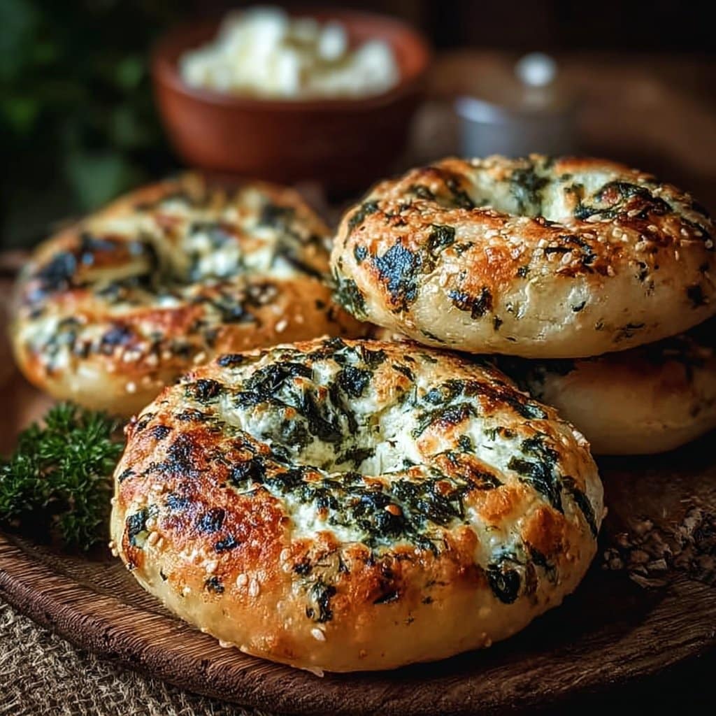 Easy Spinach Cottage Cheese Flat Bagels