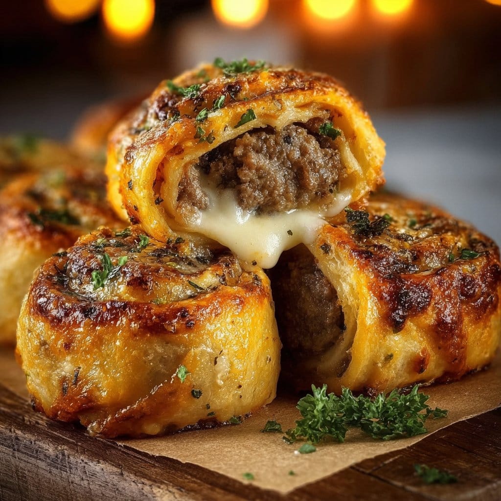 Garlic Butter Cheeseburger Rollups