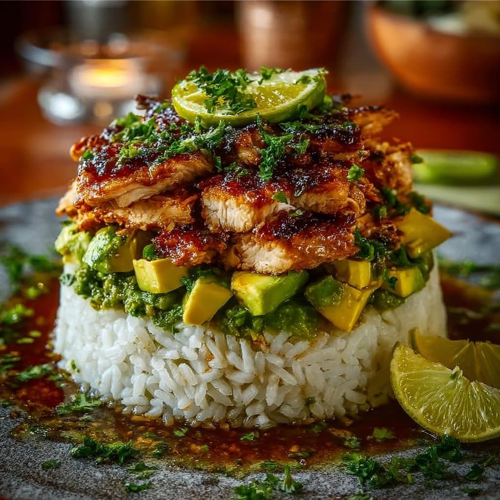 Honey Lime Chicken & Avocado Rice Stack