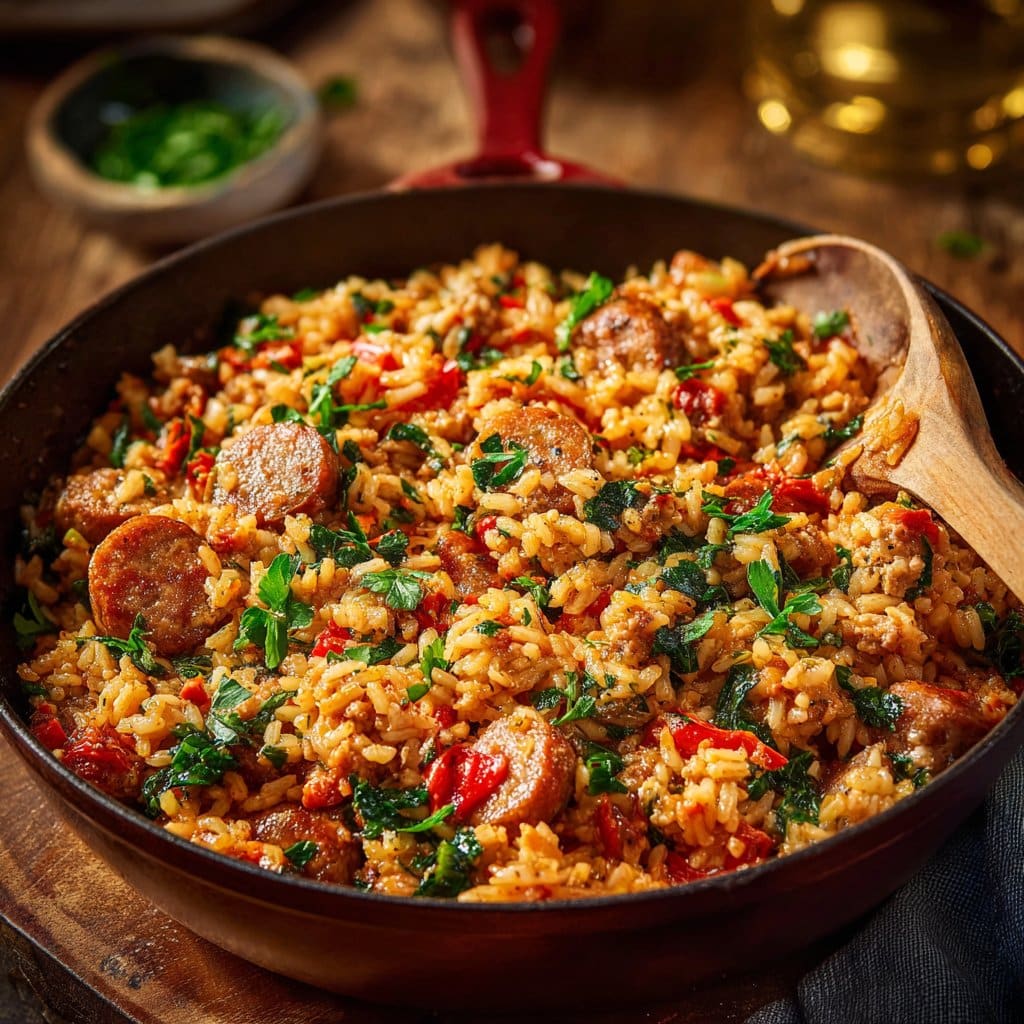 One-Pan Spicy Italian Sausage and Rice