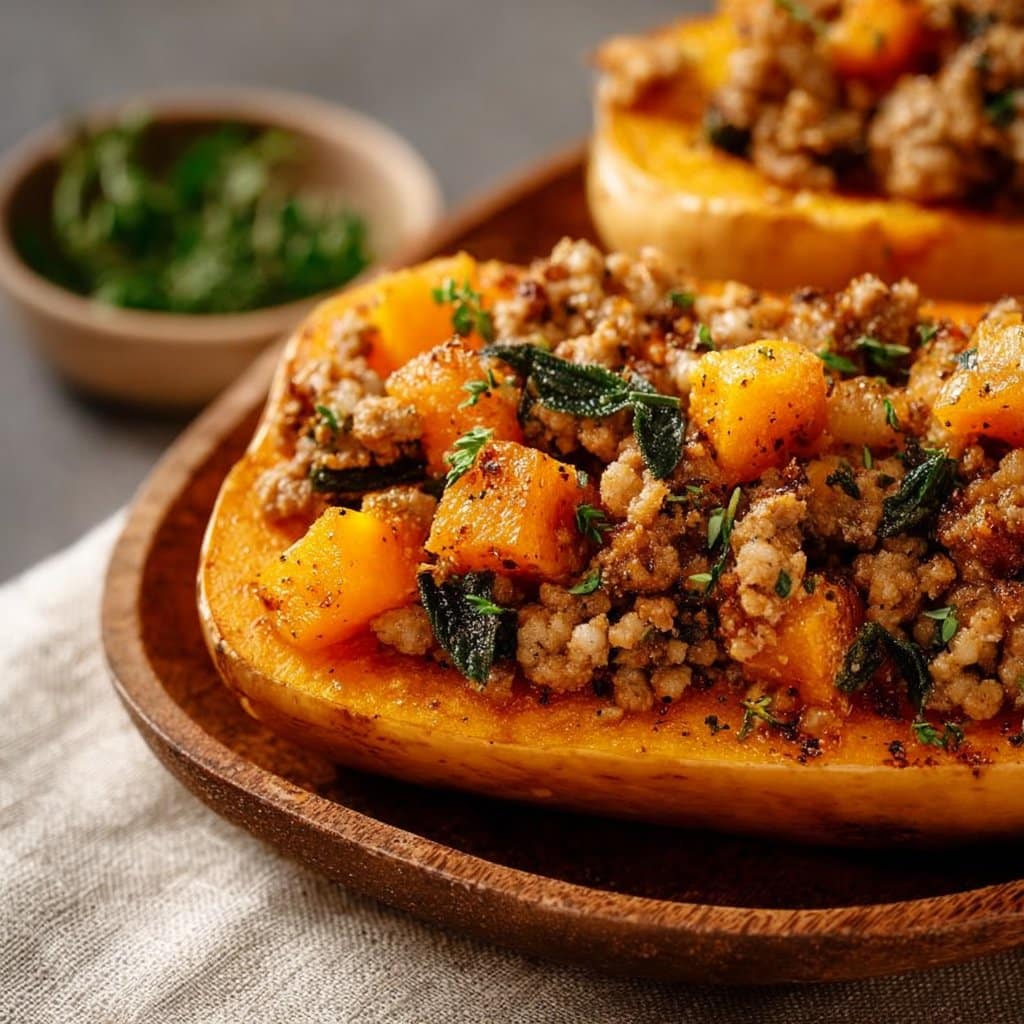 Easy Roasted Butternut Squash with Ground Turkey