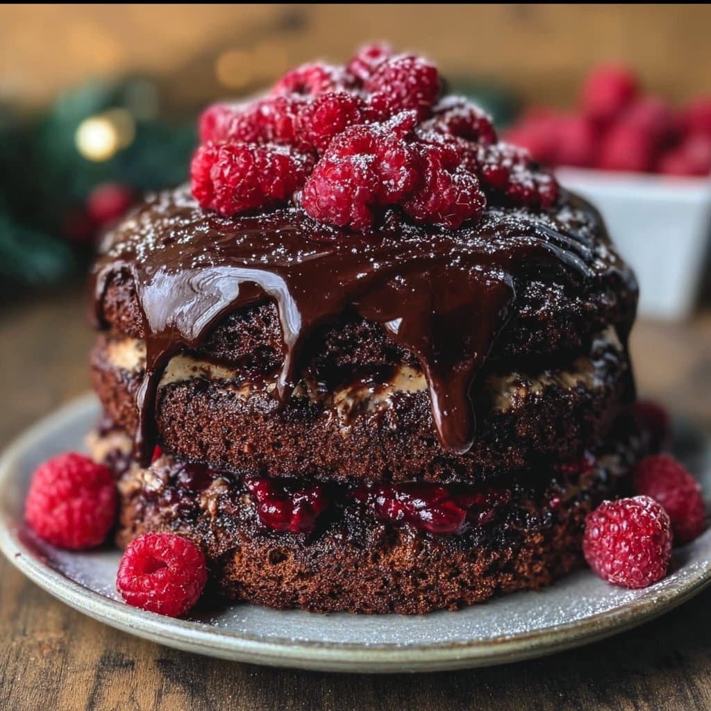 Irresistible Triple Chocolate Cake Recipe with Raspberry Ganache