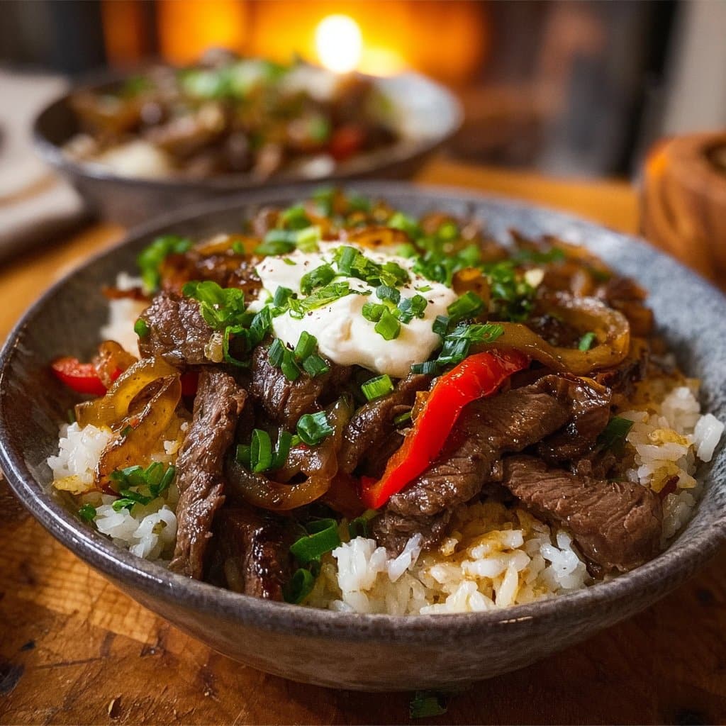 High Protein Philly Cheesesteak Rice Bowls