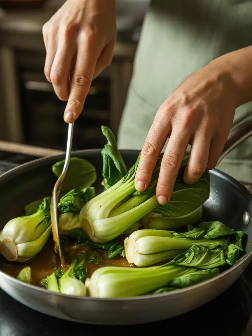 Quick Bok Choy with Ginger Chili Sauce