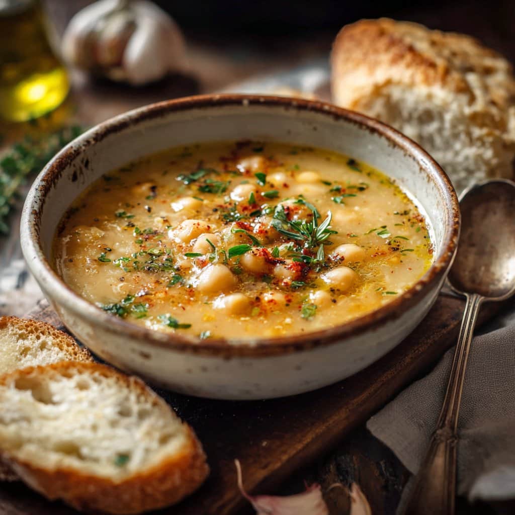 Vegan Garlic Chickpea Soup