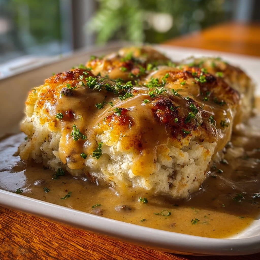 Hashbrown Gravy Biscuit Bake