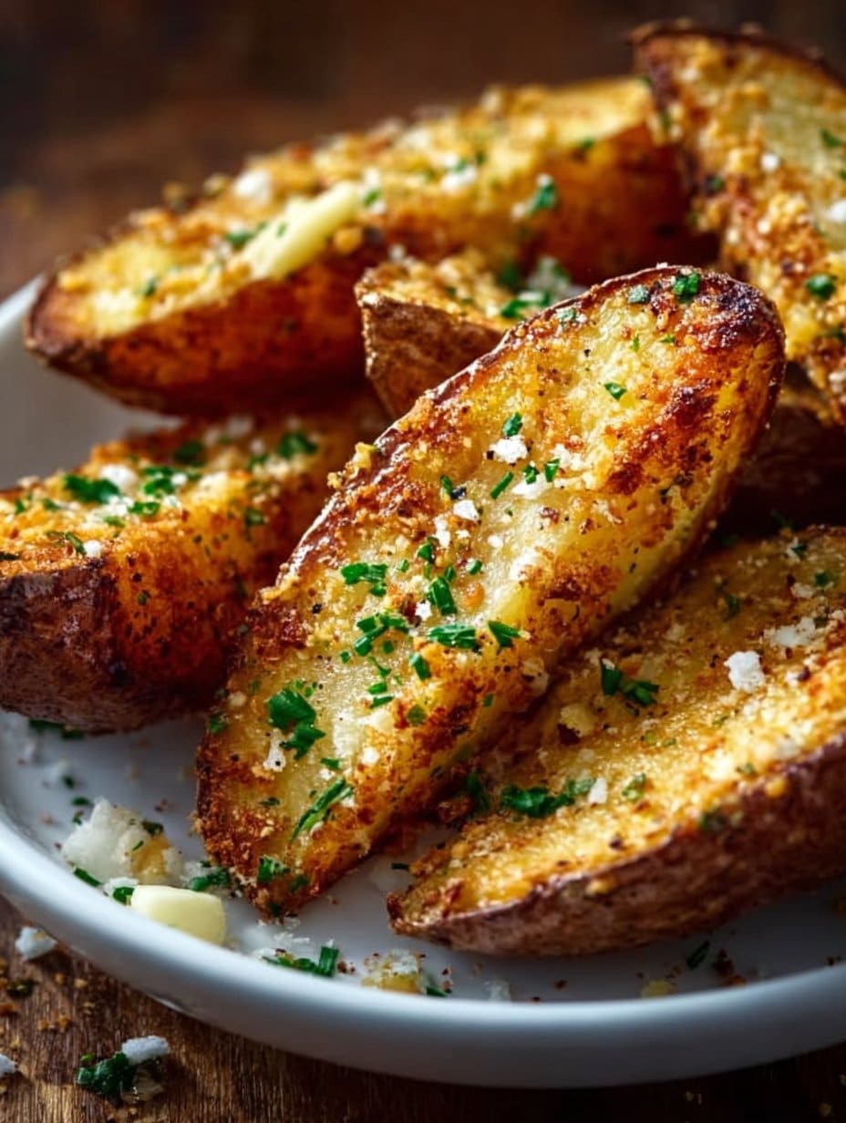 2-Ingredient Baked Garlic Parmesan Potato Wedges