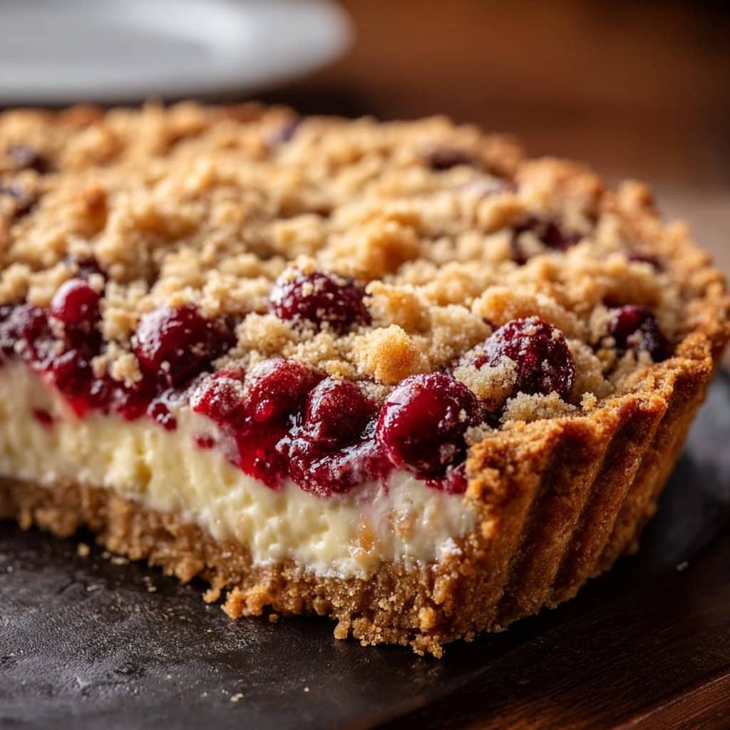Cranberry Cream Cheese Crumb Pie