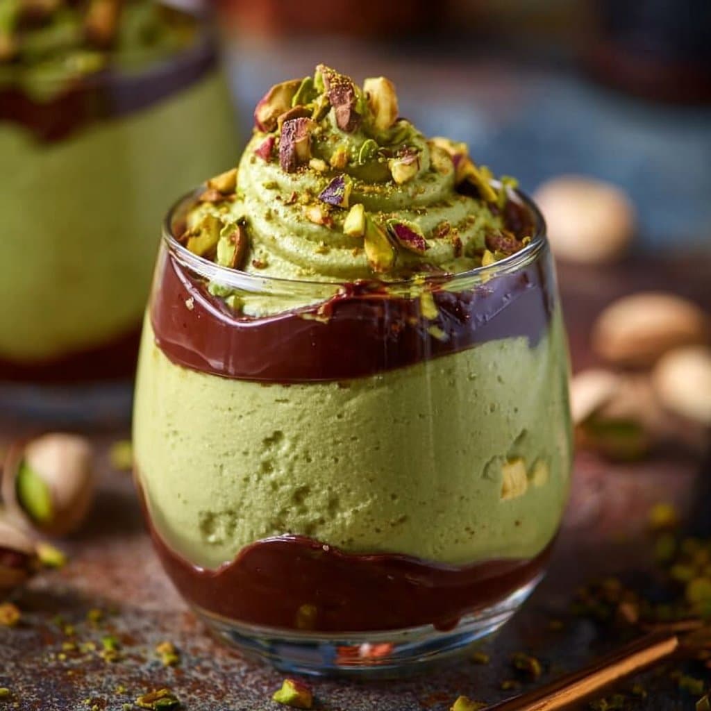 Pistachio Mousse with Chocolate Ganache