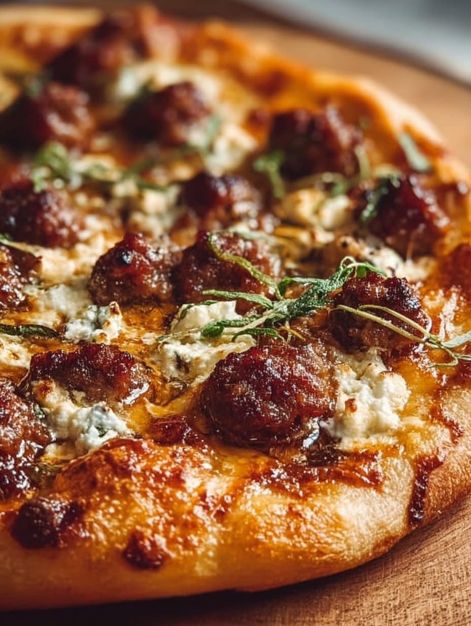 Sweet & Spicy Sausage Ricotta Honey Pizza