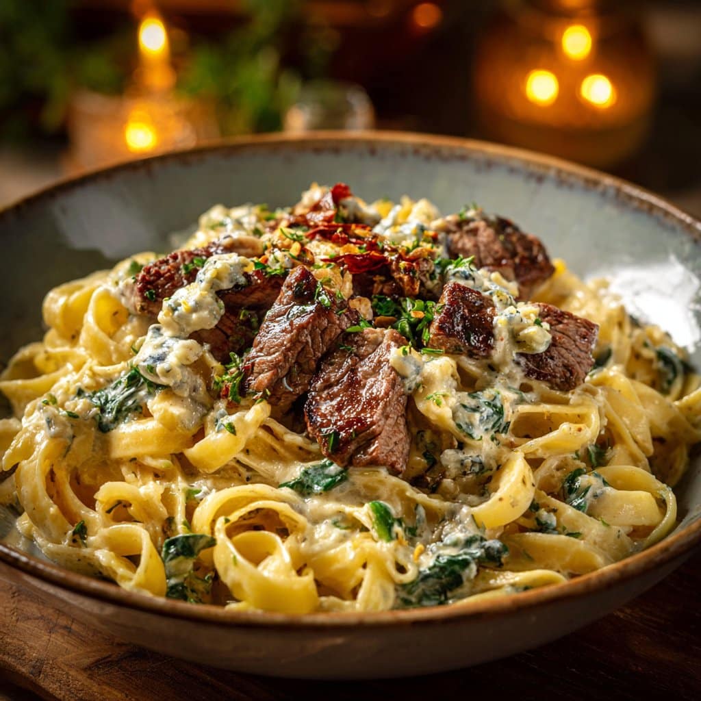 Creamy Restaurant-Style Steak Gorgonzola Pasta in 35 Minutes