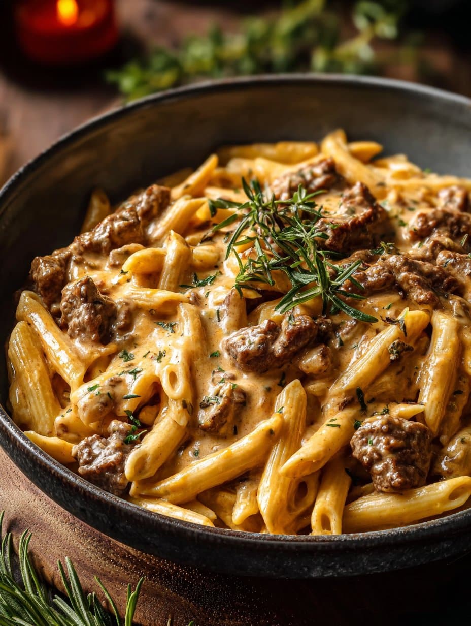High Protein Creamy Beef Pasta