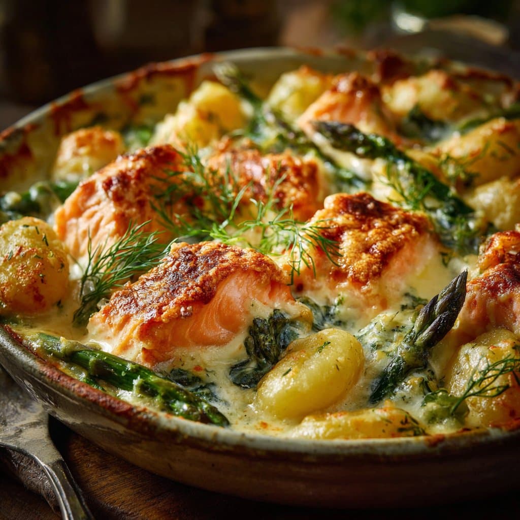 Creamy Salmon Gnocchi Bake