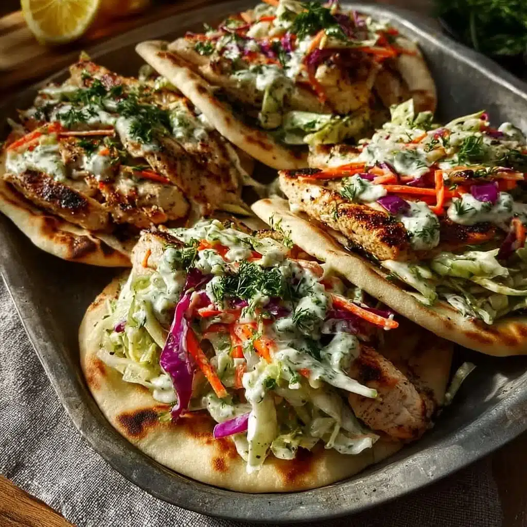 Sheet Pan Chicken Pitas with Fresh Herb Ranch Slaw