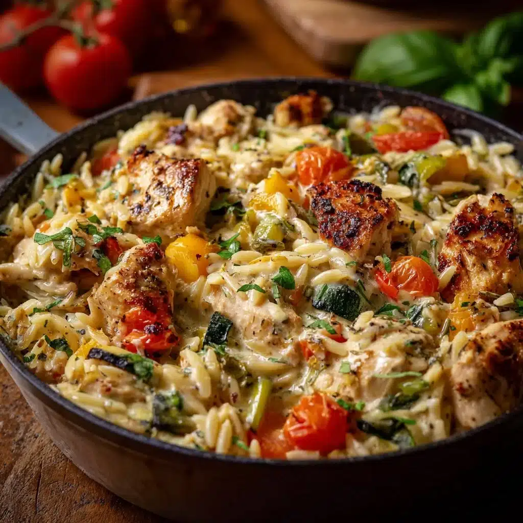 Boursin Orzo Bake with Chicken and Veggies