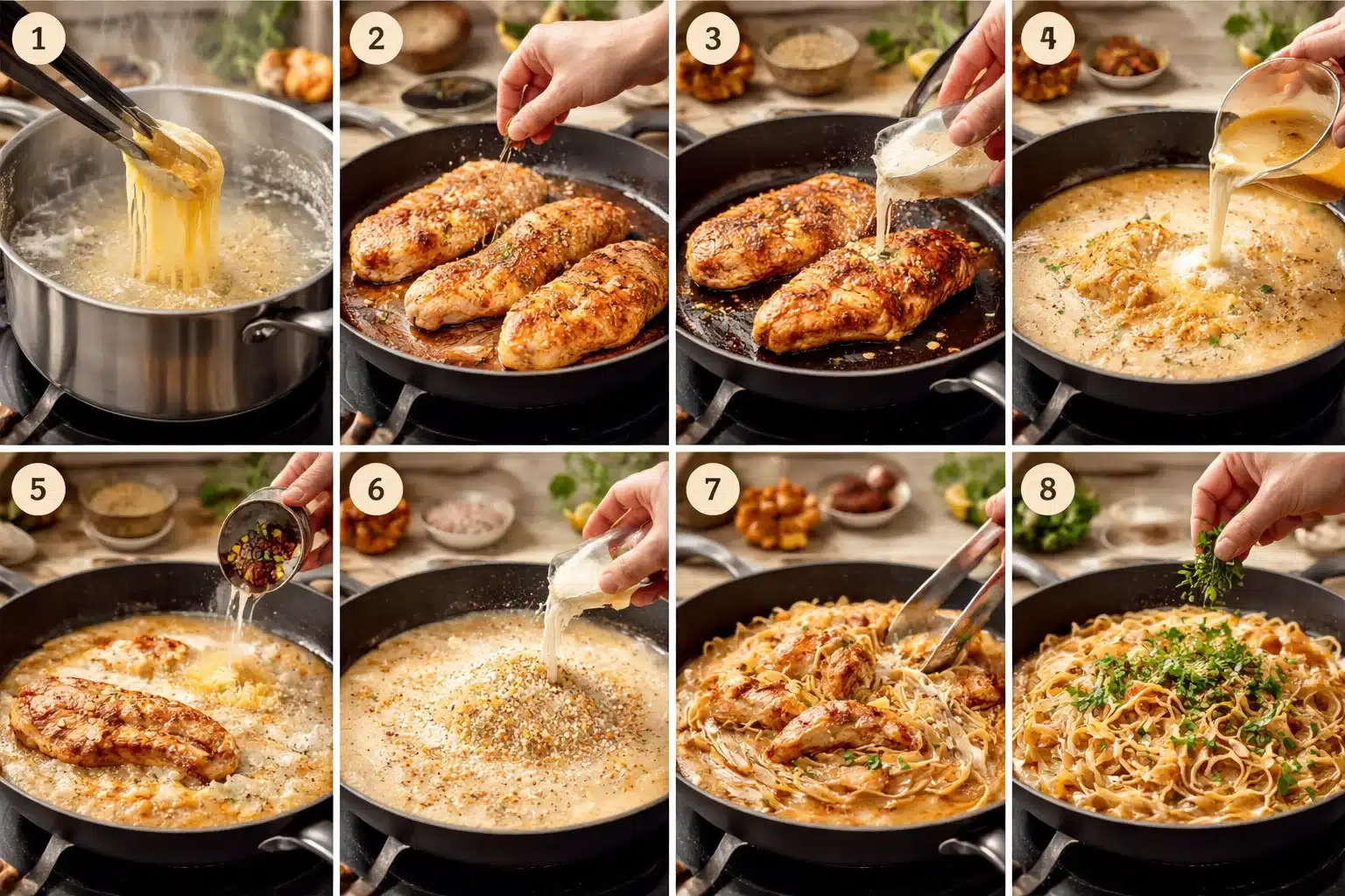 Cajun Chicken and Garlic Parmesan Linguine
