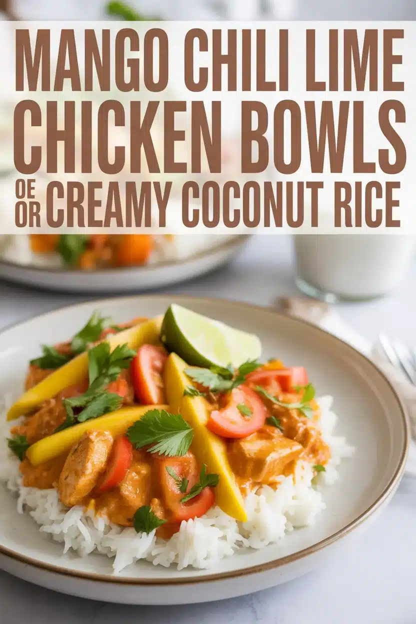 Mango Chili Lime Chicken Bowls over Creamy Coconut Rice