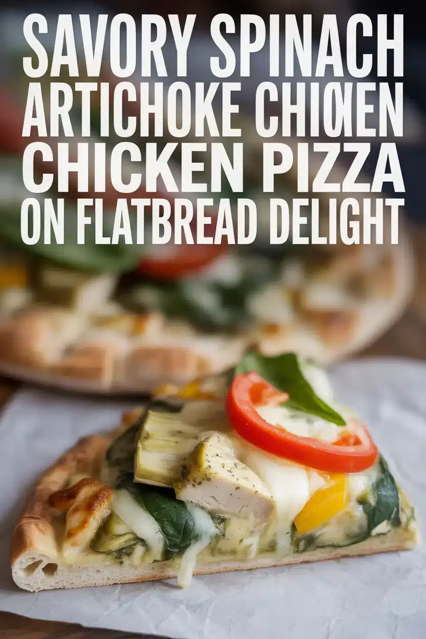 Spinach Artichoke Chicken Pizza on Flatbread