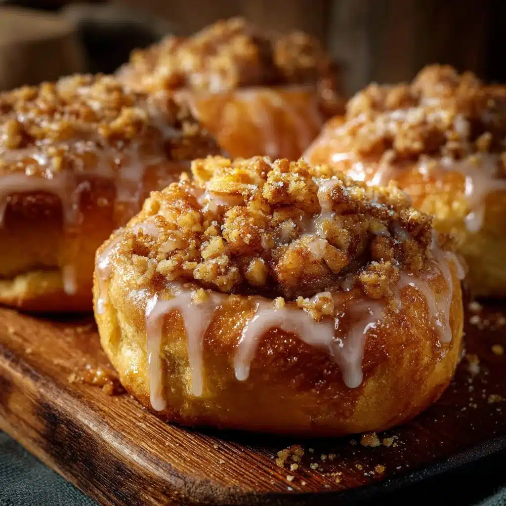 Apple Cheesecake Buns with a Crumble Topping and Sweet Glaze